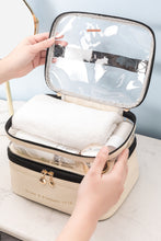 Load image into Gallery viewer, Pink Waterproof PVC Double Layer Cosmetic Bag