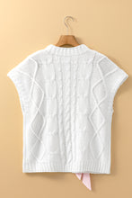 Load image into Gallery viewer, Black Satin Bowknot Cable Knit Top