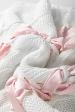 Load image into Gallery viewer, Black Satin Bowknot Cable Knit Top