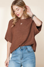 Load image into Gallery viewer, Coffee Mock Neck Short Batwing Sleeve Sweater