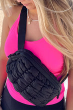 Load image into Gallery viewer, White Quilted Puffer Belt Zipper Crossbody Bags