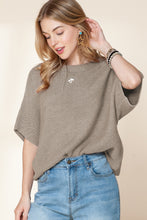 Load image into Gallery viewer, Coffee Mock Neck Short Batwing Sleeve Sweater