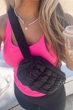 Load image into Gallery viewer, White Quilted Puffer Belt Zipper Crossbody Bags