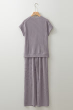 Load image into Gallery viewer, Wild Wind Solid Corded Knit Short Sleeve T Shirt and Wide Leg Pants Set