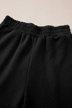 Load image into Gallery viewer, Black Solid Textured Collared V Neck Top and Wide Leg Pants Set