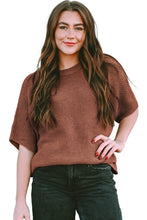 Load image into Gallery viewer, Coffee Mock Neck Short Batwing Sleeve Sweater