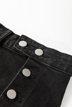 Load image into Gallery viewer, Black Button Fly Side Split High Waist Denim Midi Skirt