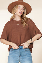 Load image into Gallery viewer, Coffee Mock Neck Short Batwing Sleeve Sweater