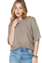 Load image into Gallery viewer, Coffee Mock Neck Short Batwing Sleeve Sweater