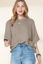 Load image into Gallery viewer, Coffee Mock Neck Short Batwing Sleeve Sweater