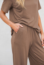 Load image into Gallery viewer, Smoke Gray Solid Color T Shirt 2pcs Wide Leg Pants Set