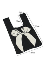 Load image into Gallery viewer, Black Colorblock Bowknot Pattern Knitted Tote Bag