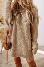 Load image into Gallery viewer, Parchment Cable Knit Drop Shoulder Loose Fit Sweater Dress