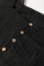 Load image into Gallery viewer, Black Lace Crochet Buttoned Square Neck Shift Mini Dress