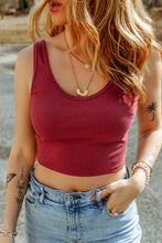 Load image into Gallery viewer, Racing Red Ribbed Knit Sheath Sleeveless Crop Top