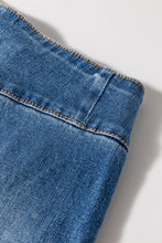 Load image into Gallery viewer, Sail Blue High Waist Button Raw Hem Jeans