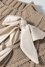 Load image into Gallery viewer, Black Satin Bowknot Cable Knit Top