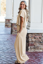 Load image into Gallery viewer, White Raw Hem Loose Tee and Wide Leg Pants Set