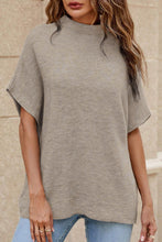 Load image into Gallery viewer, Coffee Mock Neck Short Batwing Sleeve Sweater