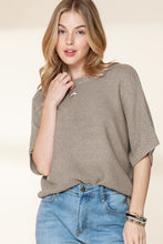 Load image into Gallery viewer, Coffee Mock Neck Short Batwing Sleeve Sweater