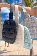 Load image into Gallery viewer, White Quilted Puffer Belt Zipper Crossbody Bags