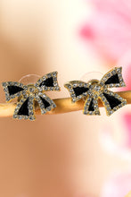 Load image into Gallery viewer, Black Rhinestone Bowknot Stud Earrings