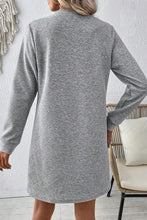 Load image into Gallery viewer, Gray Solid Color Textured Long Sleeve Shift Dress
