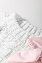 Load image into Gallery viewer, Black Satin Bowknot Cable Knit Top