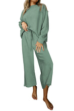 Load image into Gallery viewer, Dark Khaki Textured Loose Slouchy Long Sleeve Top and Pants Set
