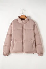 Load image into Gallery viewer, Apricot Pink Full Zipper Quilted Puffer Jacket
