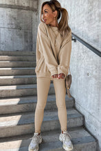 Load image into Gallery viewer, Beige Solid Sweatshirt and Leggings Two Piece Set
