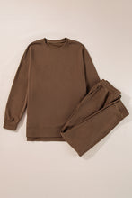 Load image into Gallery viewer, Coffee Solid Color High Low Pullover and Skinny Pants Set
