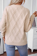 Load image into Gallery viewer, Apricot Diamond Pattern Textured Crew Neck Sweater
