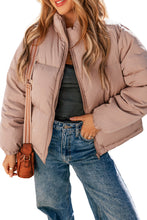 Load image into Gallery viewer, Apricot Pink Full Zipper Quilted Puffer Jacket
