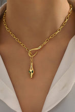 Load image into Gallery viewer, Gold Snake Design Rhinestone Decor Plated Chain Necklace
