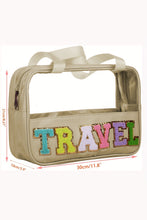 Load image into Gallery viewer, Black TRAVEL Chenille Letter Clear PVC Makeup Bag
