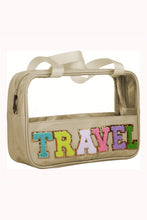 Load image into Gallery viewer, Black TRAVEL Chenille Letter Clear PVC Makeup Bag
