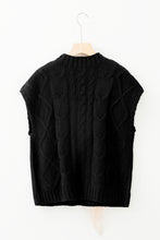 Load image into Gallery viewer, Black Satin Bowknot Cable Knit Top
