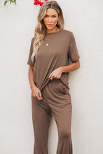 Load image into Gallery viewer, Smoke Gray Solid Color T Shirt 2pcs Wide Leg Pants Set
