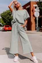 Load image into Gallery viewer, Gray Textured Loose Fit T Shirt and Drawstring Pants Set
