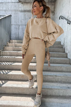 Load image into Gallery viewer, Beige Solid Sweatshirt and Leggings Two Piece Set
