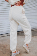 Load image into Gallery viewer, White Lattice Textured Cropped Tee and Jogger Pants Set
