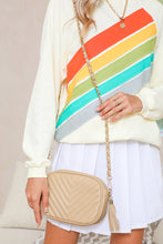 Load image into Gallery viewer, Oatmeal Chevron Stitch PU Leather Chain Strap Shoulder Bag
