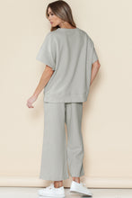 Load image into Gallery viewer, Gray Textured Loose Fit T Shirt &amp; Drawstring Pants Set
