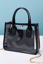 Load image into Gallery viewer, Black PVC PU Leather Chain Strap Clear Shoulder Bag
