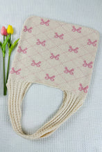 Load image into Gallery viewer, Beige Sweet Bowknot Print Textured Knitting Strap Shoulder Bag
