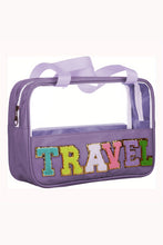 Load image into Gallery viewer, Black TRAVEL Chenille Letter Clear PVC Makeup Bag
