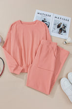 Load image into Gallery viewer, Blossom Ribbed Knit Drop Shoulder Pocketed Two Piece Lounge Set
