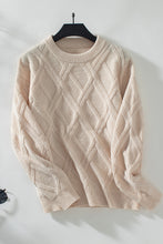 Load image into Gallery viewer, Apricot Diamond Pattern Textured Crew Neck Sweater
