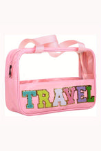 Load image into Gallery viewer, Black TRAVEL Chenille Letter Clear PVC Makeup Bag
